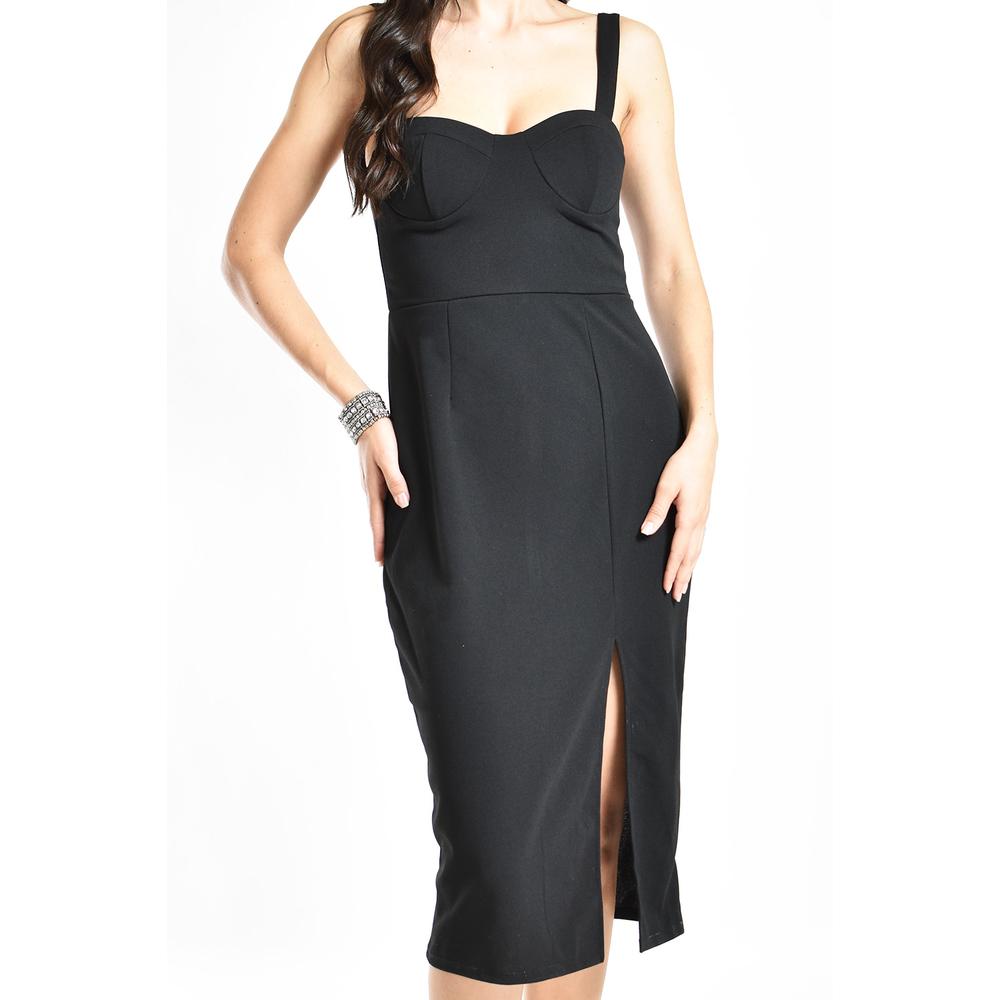 Foto 5 pulgar | Vestido Midi Con Abertura Roman Fashion / Juvenil, 363 (negro) Negro
