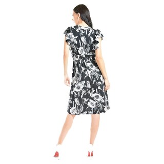 Foto 3 | Vestido Floreado Cintura Smock Roman Fashion /juvenil, 8867 (negro Flor) Negro
