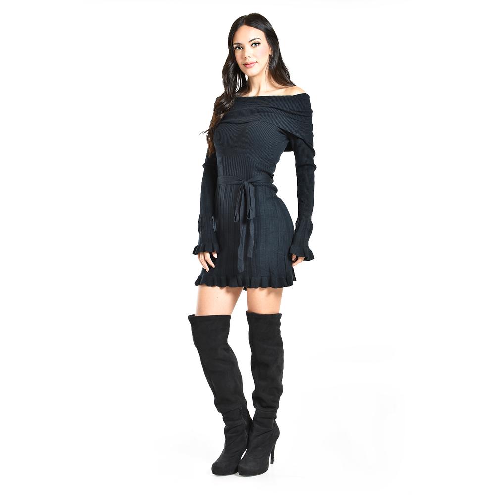 Foto 3 pulgar | Vestido Tejido Escote Campesino Roman Fashion /juvenil, 31483 (negro) Negro