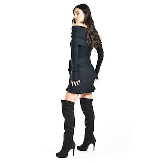 Foto 3 | Vestido Tejido Escote Campesino Roman Fashion /juvenil, 31483 (negro) Negro