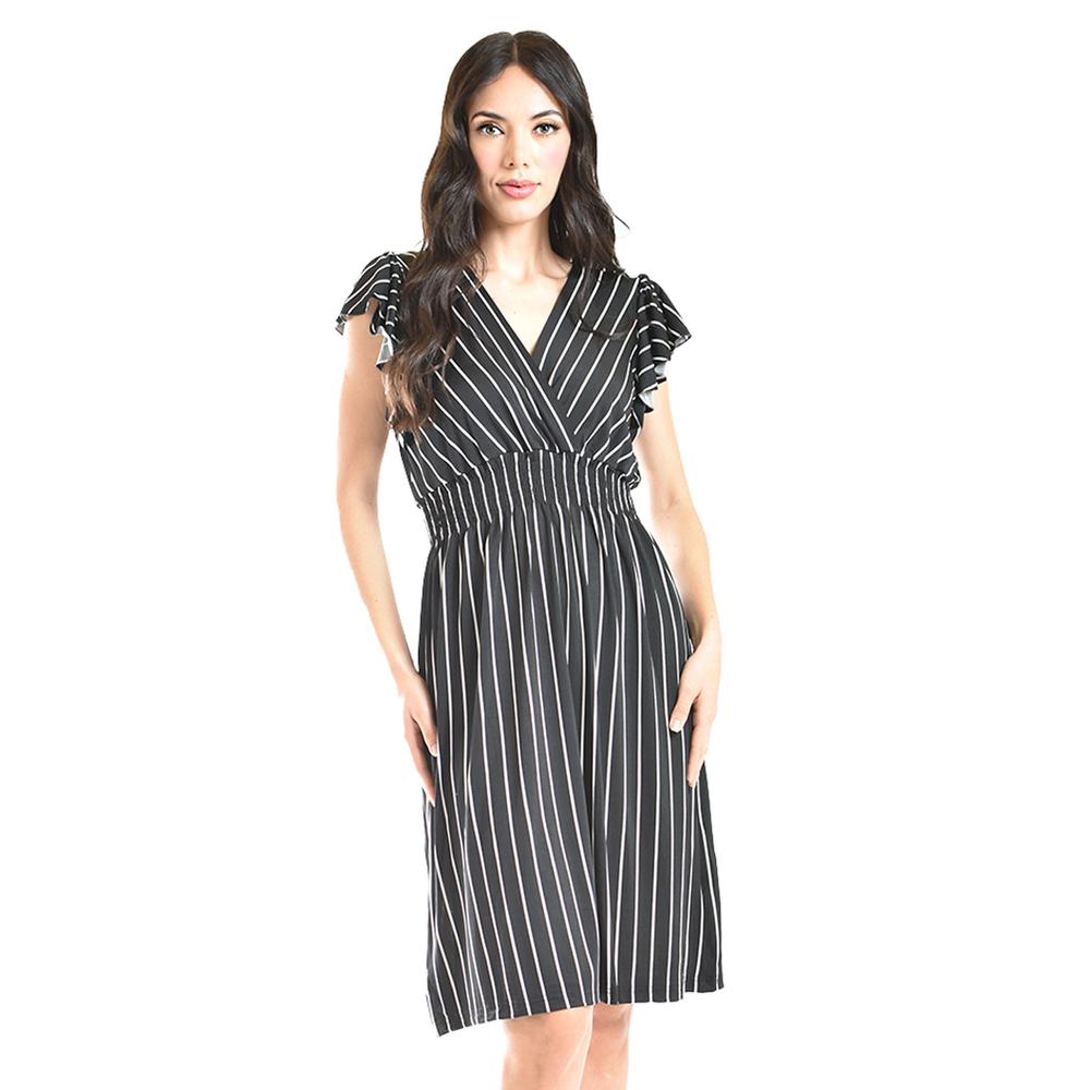 Foto 2 pulgar | Vestido De Rayas Roman Fashion /juvenil, 8867-strp (negro Rayas) Negro