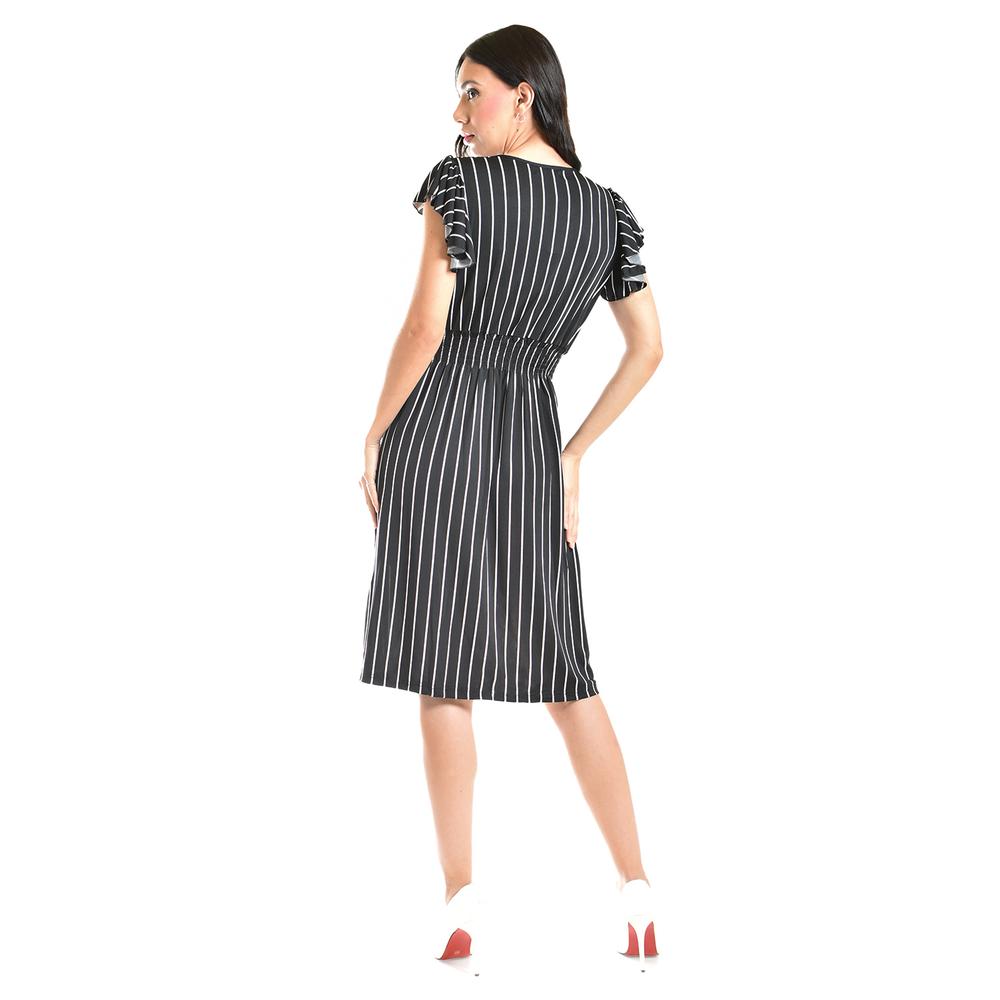 Foto 3 | Vestido De Rayas Roman Fashion /juvenil, 8867-strp (negro Rayas) Negro