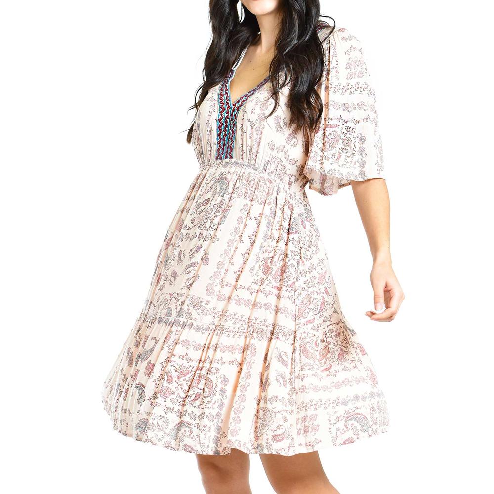 Foto 5 pulgar | Vestido Corto Bohemio Roman Fashion /juvenil, 41544 (durazno) Rosa Claro