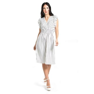 Foto 1 | Vestido De Rayas Roman Fashion /juvenil, 8867-strp (blanco Rayas) Blanco