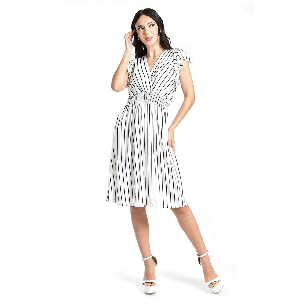 Foto 5 | Vestido De Rayas Roman Fashion /juvenil, 8867-strp (blanco Rayas) Blanco