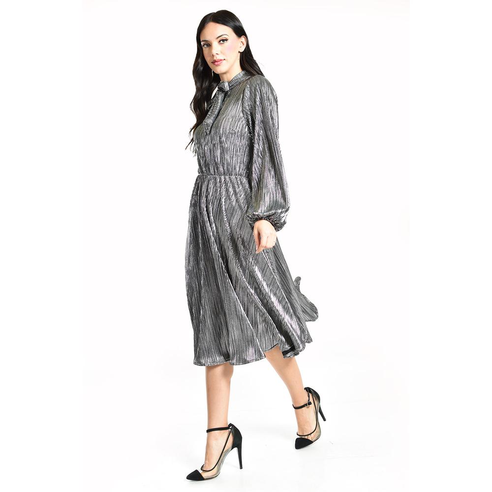 Foto 2 | Vestido Plisado Con Laso Roman Fashion / Juvenil, 4322 (plateado) Plateado