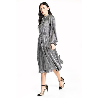 Foto 2 | Vestido Plisado Con Laso Roman Fashion / Juvenil, 4322 (plateado) Plateado