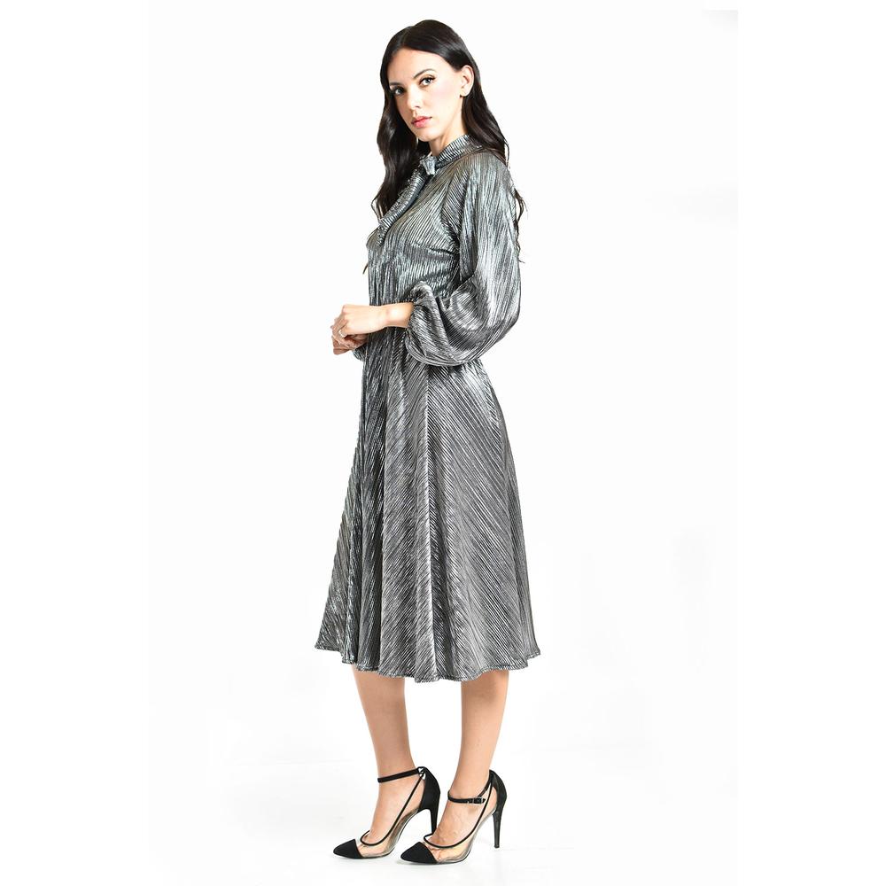 Foto 5 pulgar | Vestido Plisado Con Laso Roman Fashion / Juvenil, 4322 (plateado) Plateado