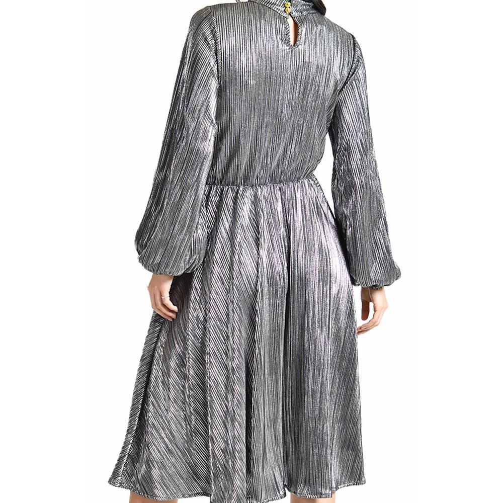 Foto 7 pulgar | Vestido Plisado Con Laso Roman Fashion / Juvenil, 4322 (plateado) Plateado