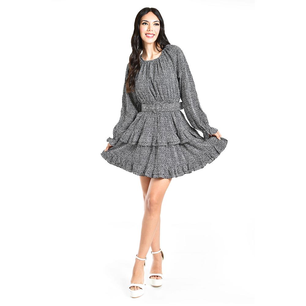 Foto 6 pulgar | Vestido Floral Con Cinto Roman Fashion /juvenil, 4427 (negro) Negro