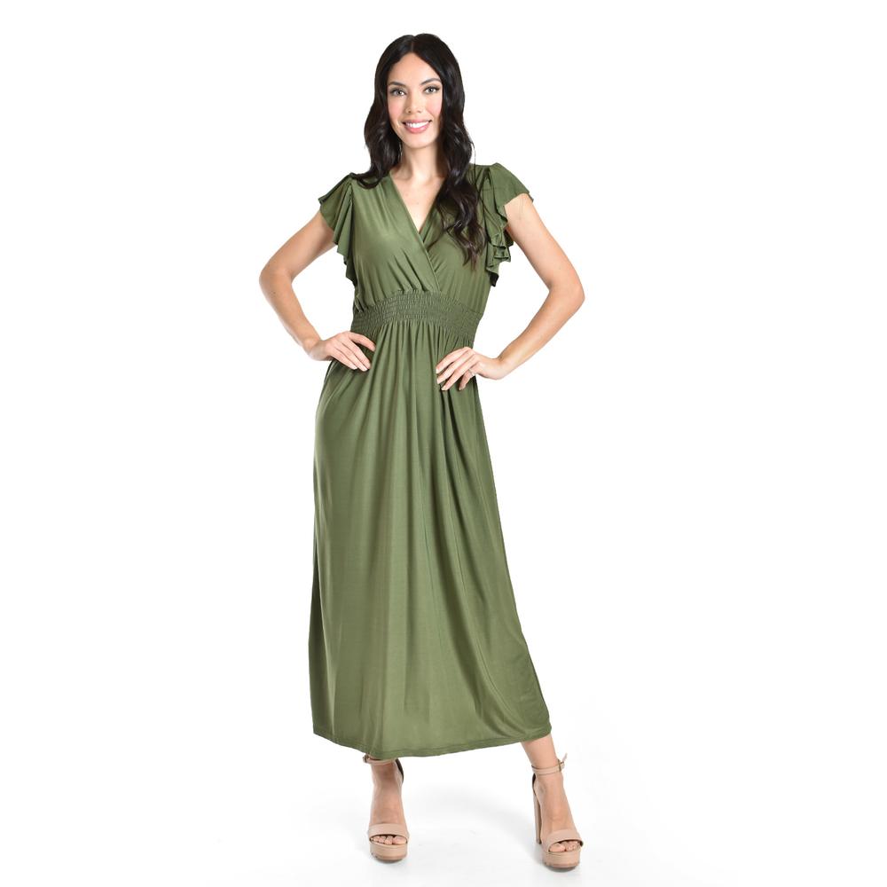 Vestido Largo Manga Volantes Roman Fashion /juvenil, 9940-so (verde Militar) Verde