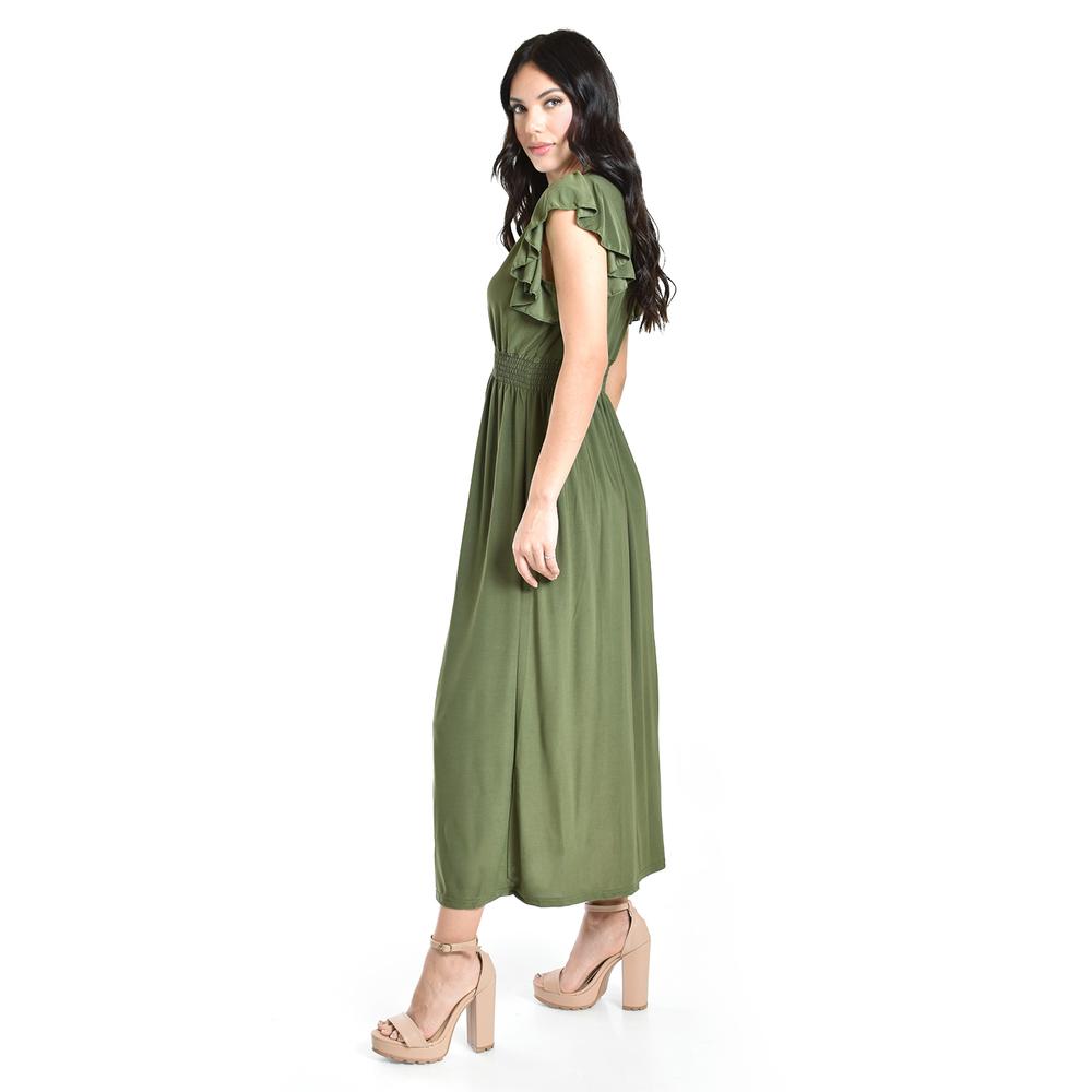 Foto 2 | Vestido Largo Manga Volantes Roman Fashion /juvenil, 9940-so (verde Militar) Verde