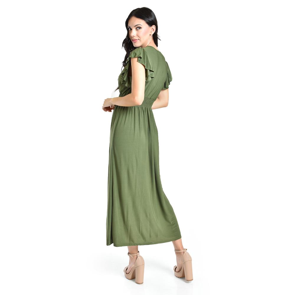 Foto 4 pulgar | Vestido Largo Manga Volantes Roman Fashion /juvenil, 9940-so (verde Militar) Verde