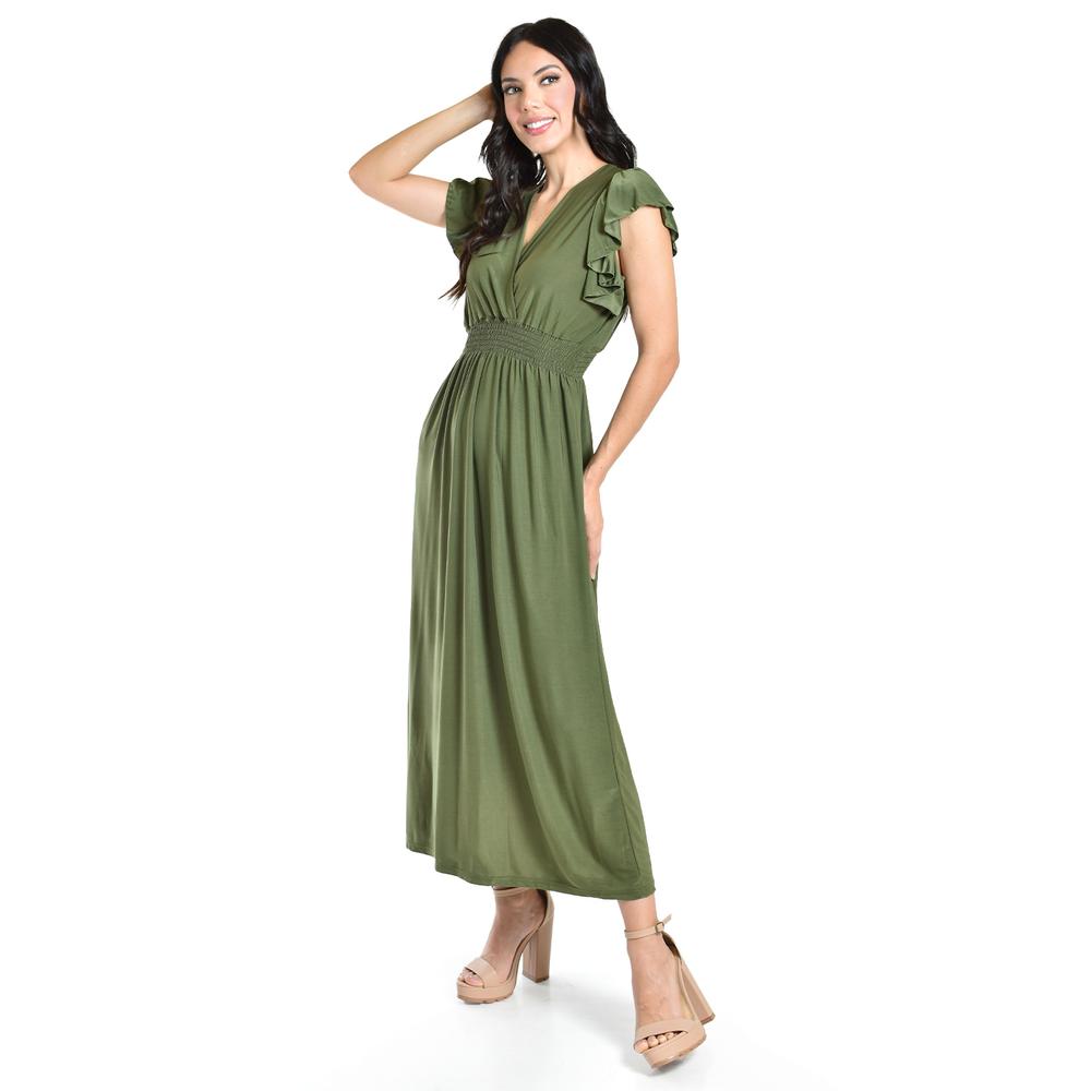 Foto 6 pulgar | Vestido Largo Manga Volantes Roman Fashion /juvenil, 9940-so (verde Militar) Verde