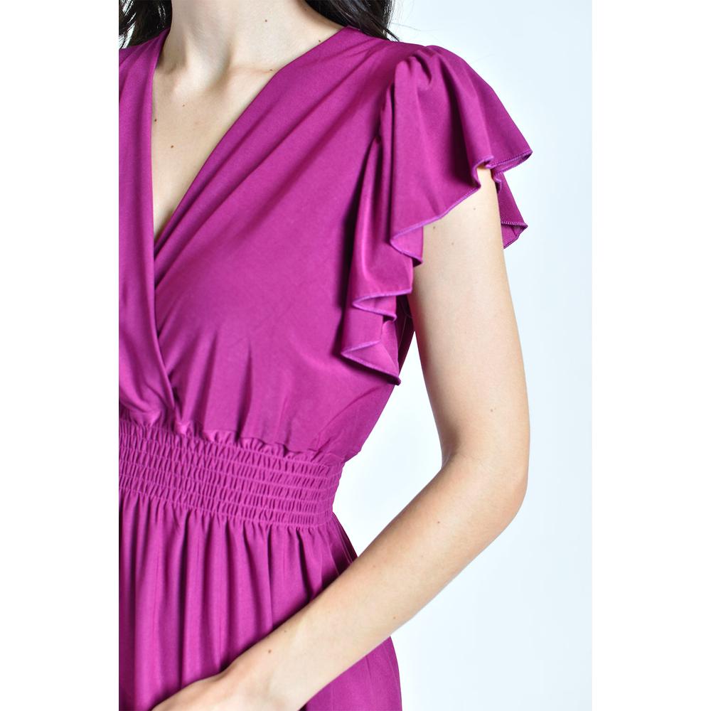 Foto 5 pulgar | Vestido Manga Con Volantes Roman Fashion /juvenil, 8867-so (magenta) Fucsia Oscuro
