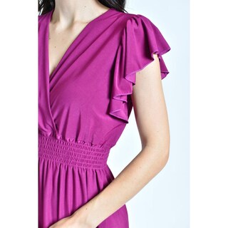 Foto 4 | Vestido Manga Con Volantes Roman Fashion /juvenil, 8867-so (magenta) Fucsia Oscuro