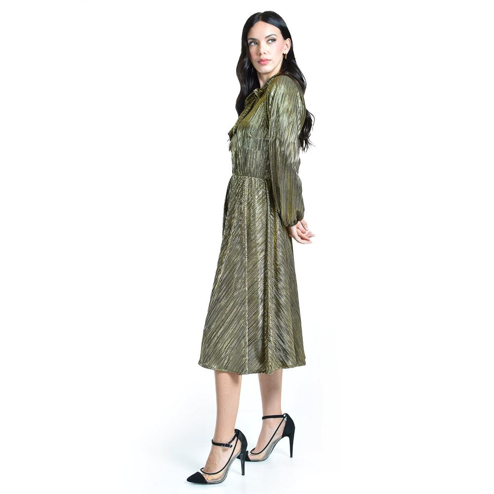 Foto 2 | Vestido Plisado Con Laso Roman Fashion / Juvenil, 4322 (dorado) Dorado