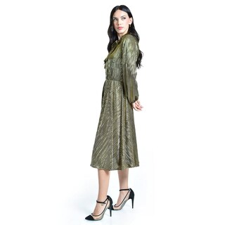 Foto 2 | Vestido Plisado Con Laso Roman Fashion / Juvenil, 4322 (dorado) Dorado