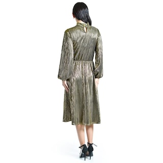 Foto 3 | Vestido Plisado Con Laso Roman Fashion / Juvenil, 4322 (dorado) Dorado