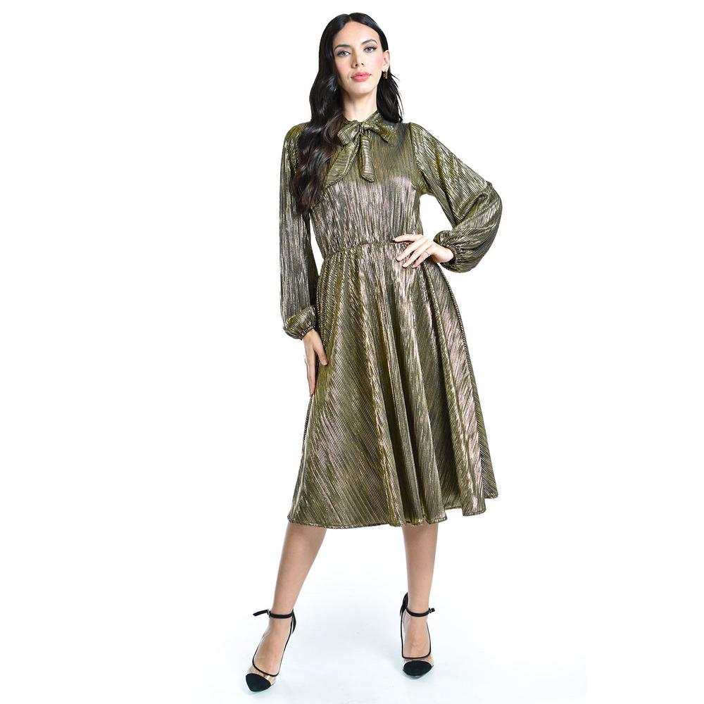 Foto 5 pulgar | Vestido Plisado Con Laso Roman Fashion / Juvenil, 4322 (dorado) Dorado