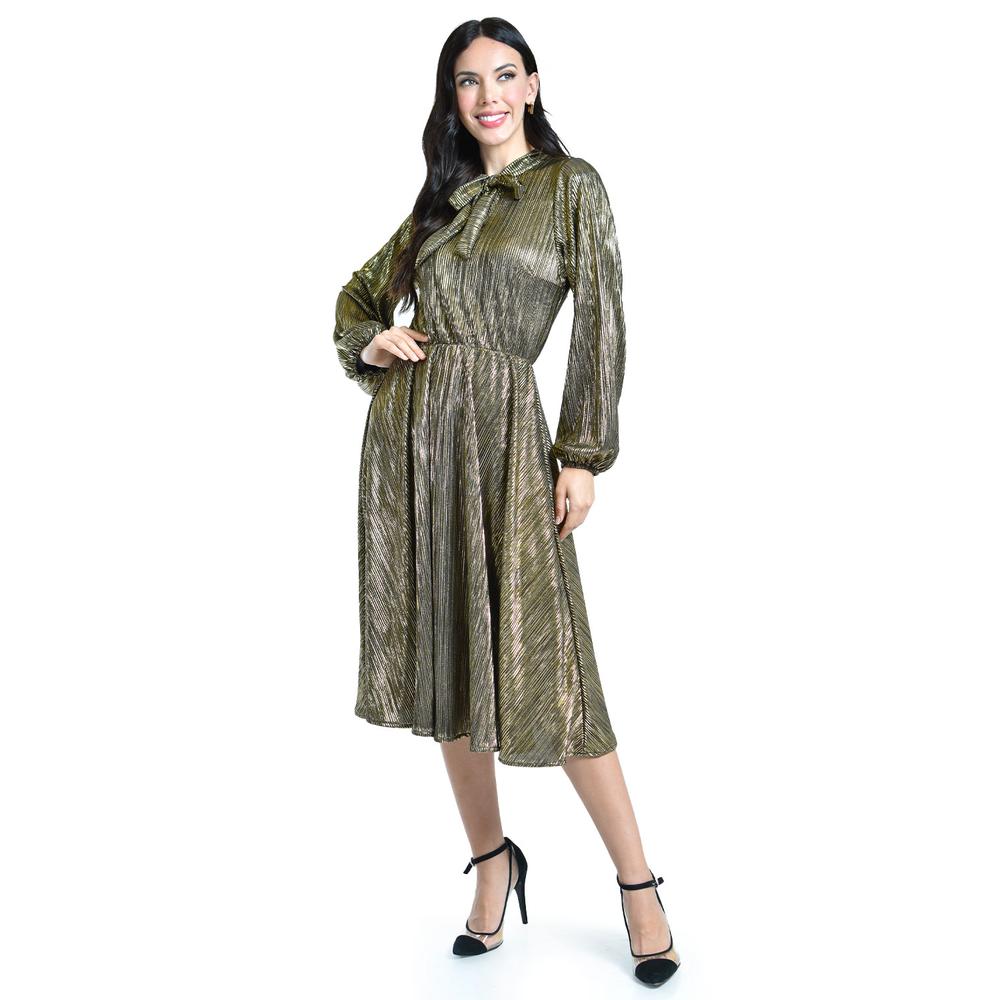 Foto 5 | Vestido Plisado Con Laso Roman Fashion / Juvenil, 4322 (dorado) Dorado