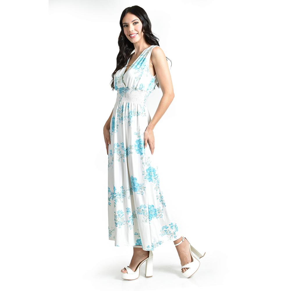 Foto 3 pulgar | Vestido Largo Cintura Smock Roman Fashion / Juvenil, 8801x-11 (blanco Flor) Blanco