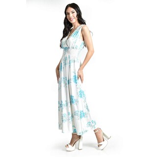 Foto 2 | Vestido Largo Cintura Smock Roman Fashion / Juvenil, 8801x-11 (blanco Flor) Blanco