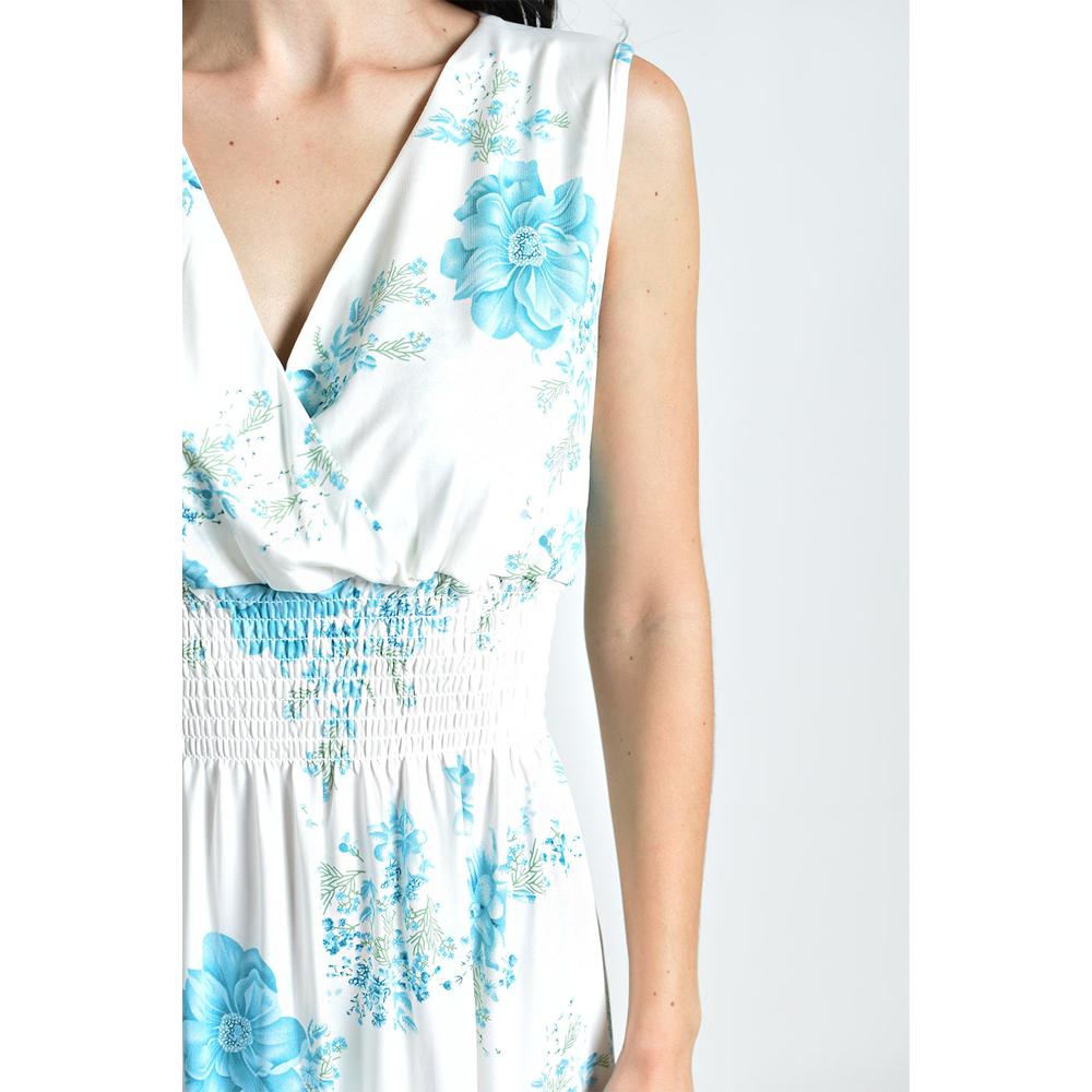 Foto 5 pulgar | Vestido Largo Cintura Smock Roman Fashion / Juvenil, 8801x-11 (blanco Flor) Blanco