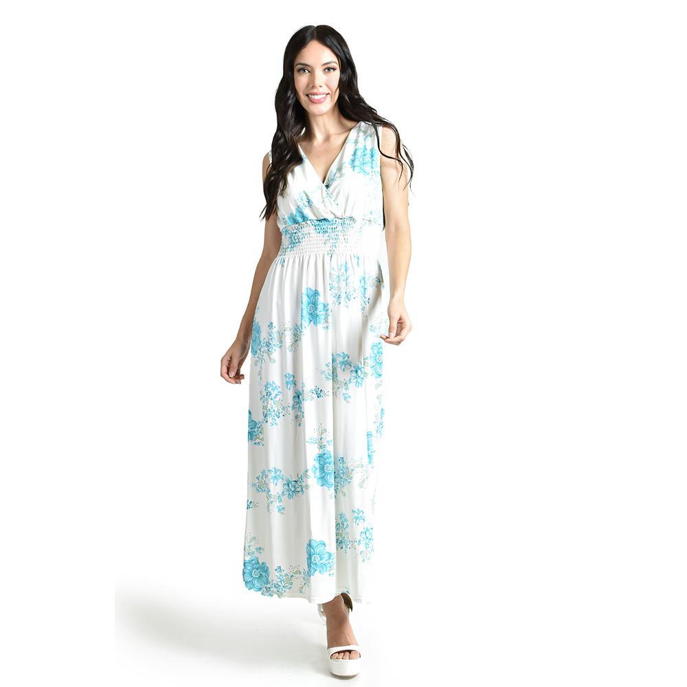 Foto 6 pulgar | Vestido Largo Cintura Smock Roman Fashion / Juvenil, 8801x-11 (blanco Flor) Blanco