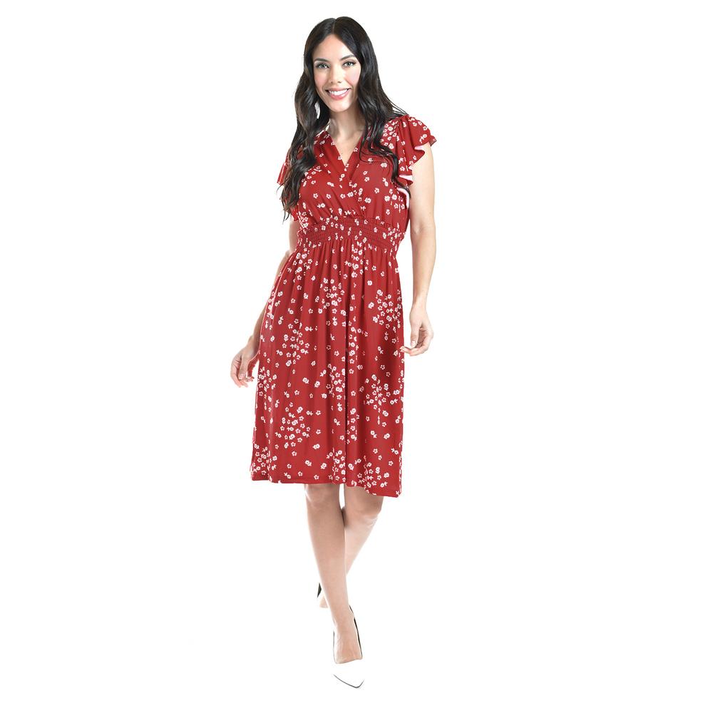 Foto 2 pulgar | Vestido Flores Cintura Smock Roman Fashion /juvenil, 8867-12 (rojo Flor) Rojo