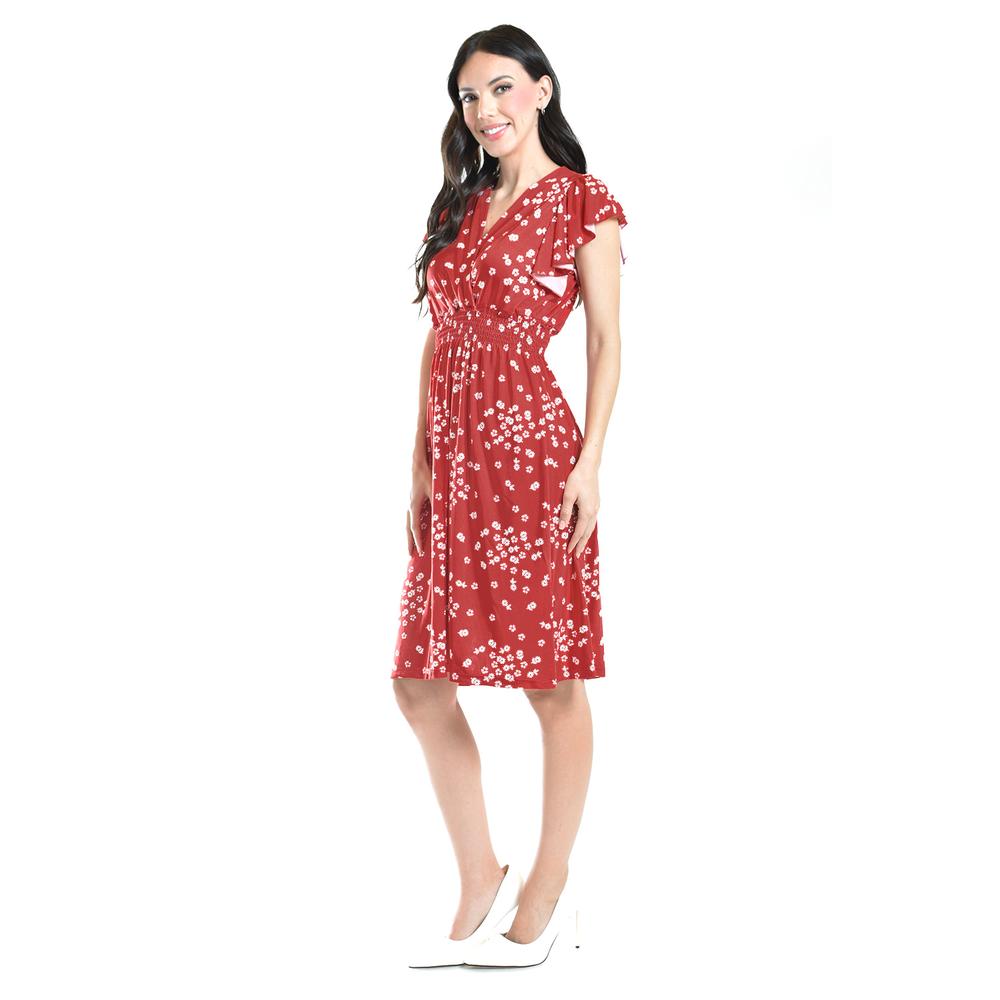 Foto 2 | Vestido Flores Cintura Smock Roman Fashion /juvenil, 8867-12 (rojo Flor) Rojo