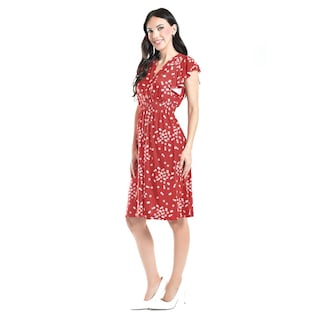 Foto 2 | Vestido Flores Cintura Smock Roman Fashion /juvenil, 8867-12 (rojo Flor) Rojo