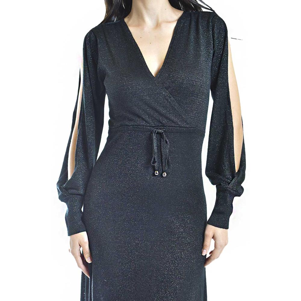 Foto 6 pulgar | Vestido De Brillos Con Abertura En La Manga Roman Fashion /juvenil, 32456 (negro) Negro