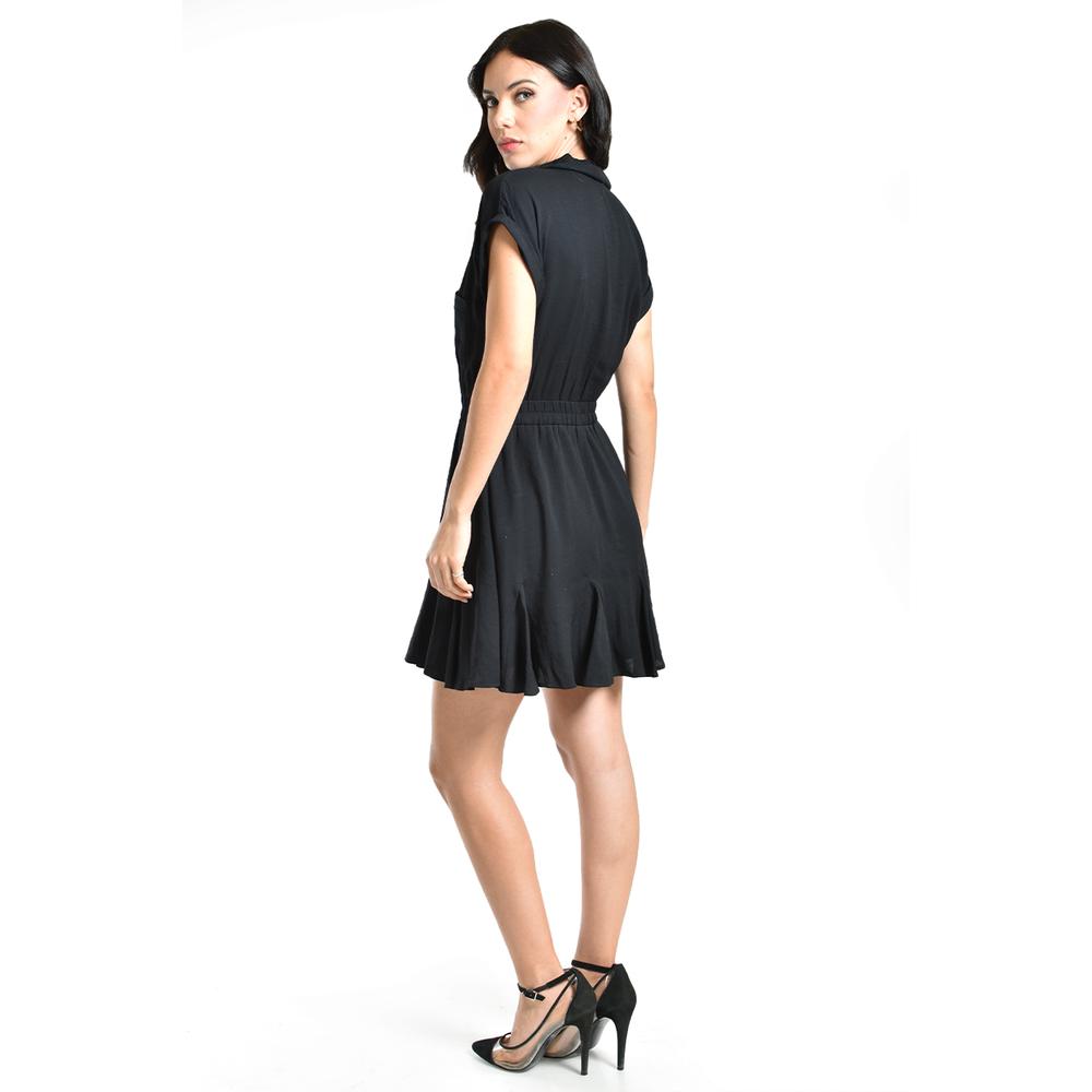 Foto 4 pulgar | Vestido Camisero Con Cintura Elastica Roman Fashion /juvenil, 24703 (negro) Negro