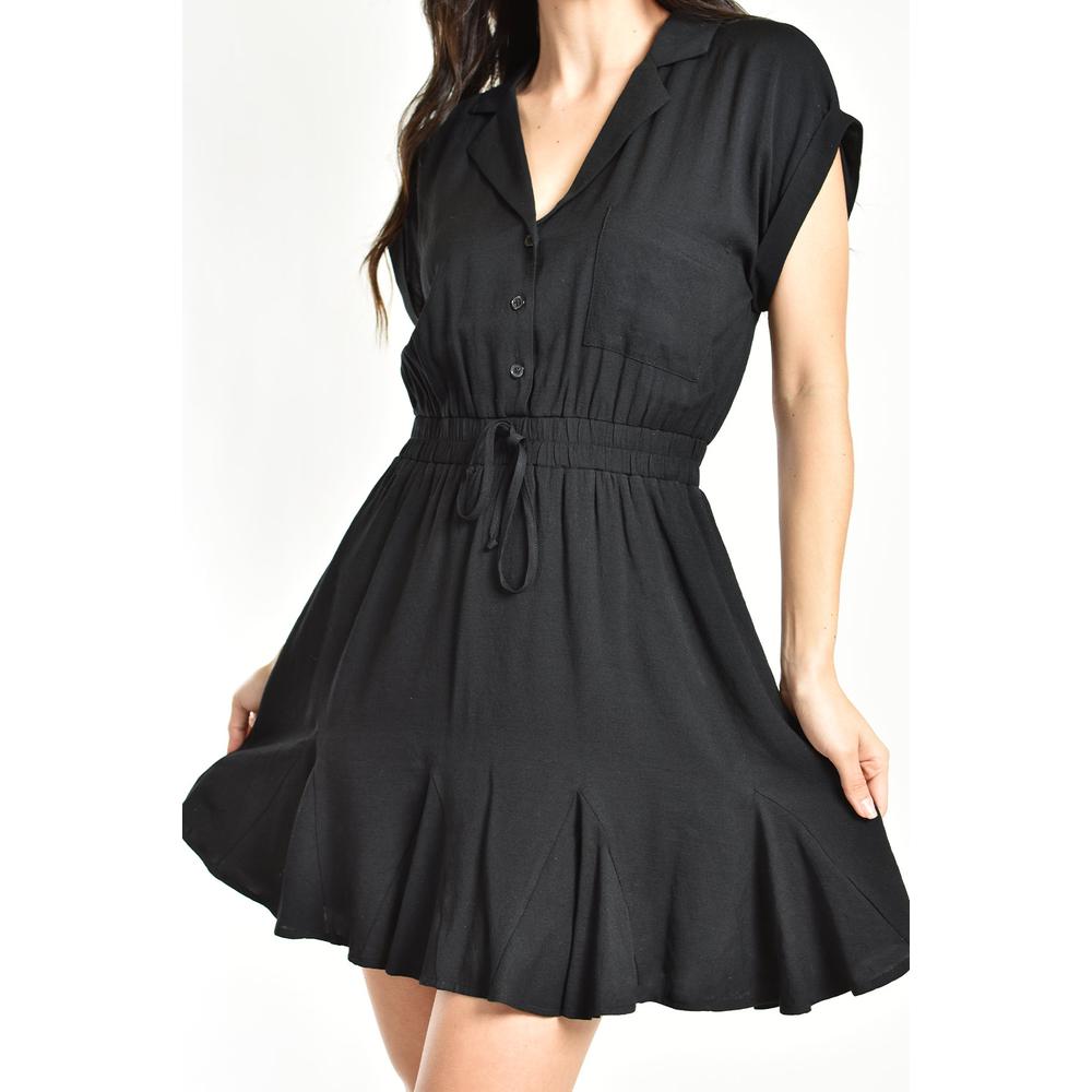 Foto 5 pulgar | Vestido Camisero Con Cintura Elastica Roman Fashion /juvenil, 24703 (negro) Negro