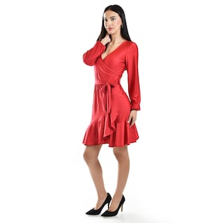 Foto 2 | Vestido De Satin Envolvente Roman Fashion /juvenil, 4351 (rojo) Rojo