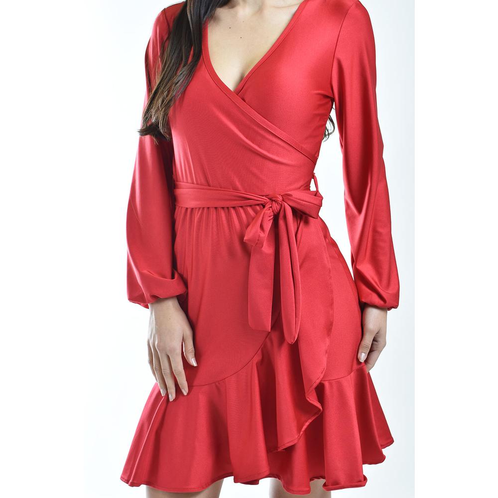 Foto 5 pulgar | Vestido De Satin Envolvente Roman Fashion /juvenil, 4351 (rojo) Rojo