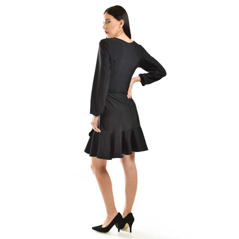 Foto 4 pulgar | Vestido De Satin Envolvente Roman Fashion /juvenil, 4351 (negro) Negro