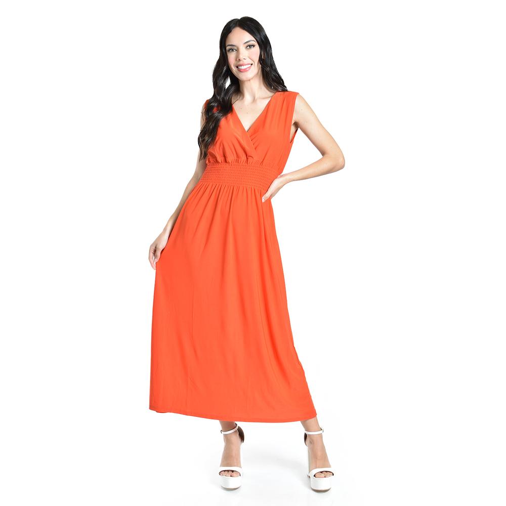 Foto 2 pulgar | Vestido Largo Cintura Smock Roman Fashion / Juvenil, 8801-so (naranja) Naranja
