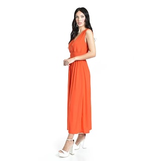 Foto 2 | Vestido Largo Cintura Smock Roman Fashion / Juvenil, 8801-so (naranja) Naranja