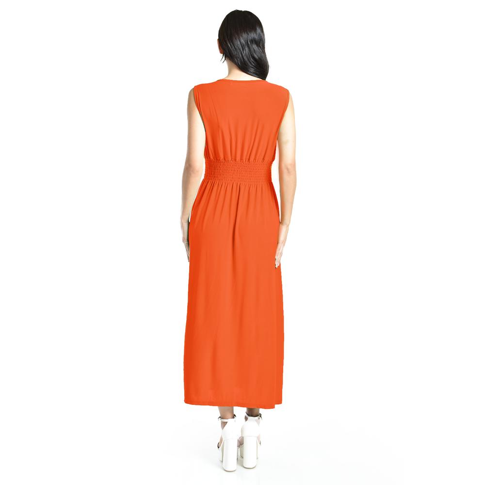Foto 4 pulgar | Vestido Largo Cintura Smock Roman Fashion / Juvenil, 8801-so (naranja) Naranja