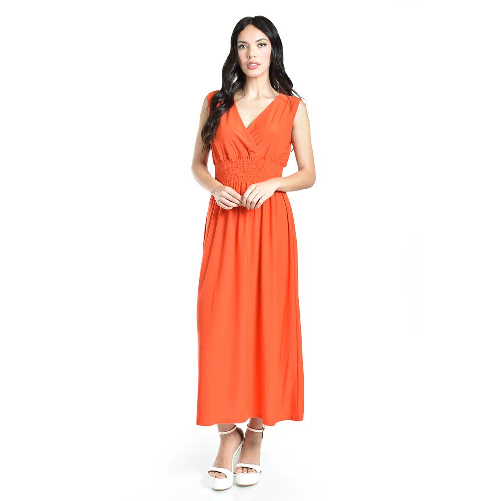 Foto 6 pulgar | Vestido Largo Cintura Smock Roman Fashion / Juvenil, 8801-so (naranja) Naranja