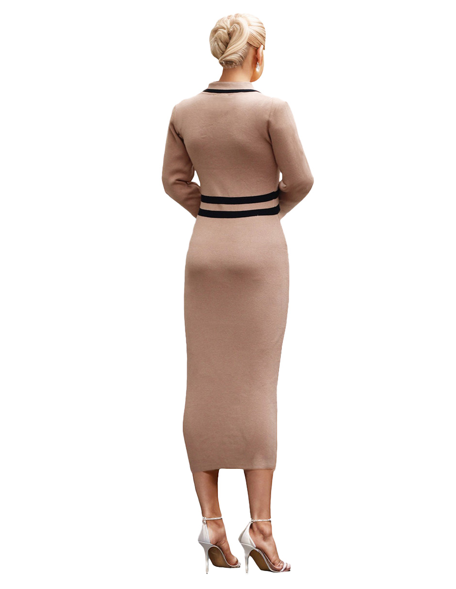 Foto 3 pulgar | Vestido Midi Tejido Casual Okay Spandex Color Marron