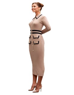 Foto 3 | Vestido Midi Tejido Casual Okay Spandex Color Marron
