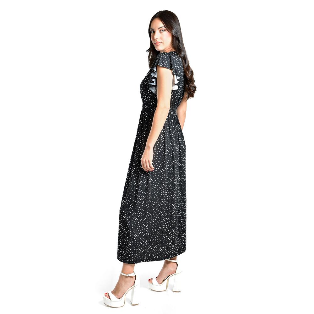 Foto 4 pulgar | Vestido Midi De Puntos Roman Fashion /juvenil, 9940x (negro Punto) Negro