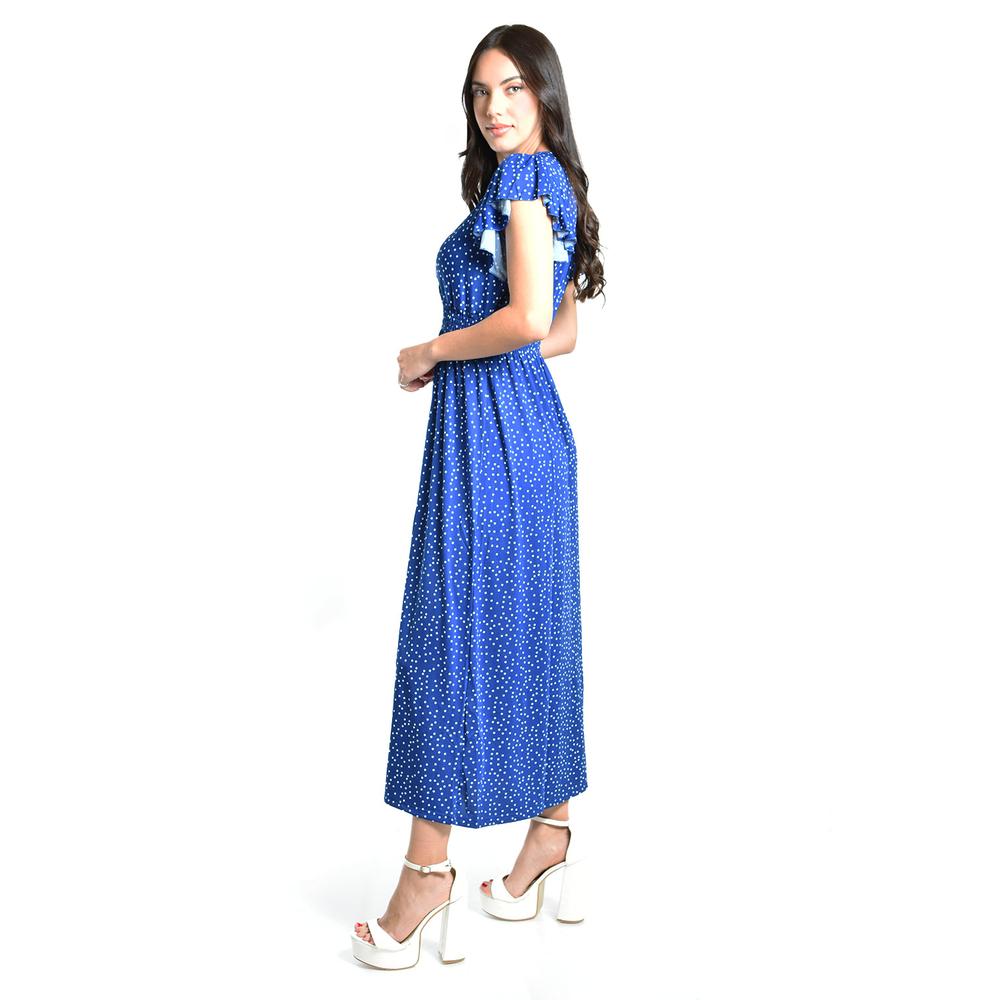 Foto 3 pulgar | Vestido Midi De Puntos Roman Fashion /juvenil, 9940x (azul Rey Puntos) Azul