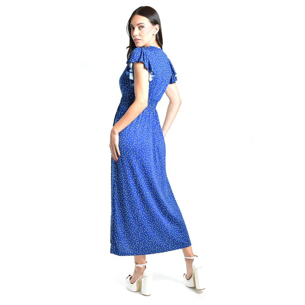 Foto 4 pulgar | Vestido Midi De Puntos Roman Fashion /juvenil, 9940x (azul Rey Puntos) Azul