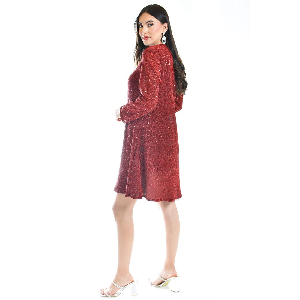 Foto 4 pulgar | Vestido Glitter Con Lentejuela Roman Fashion /juvenil, 4222 (rojo) Rojo