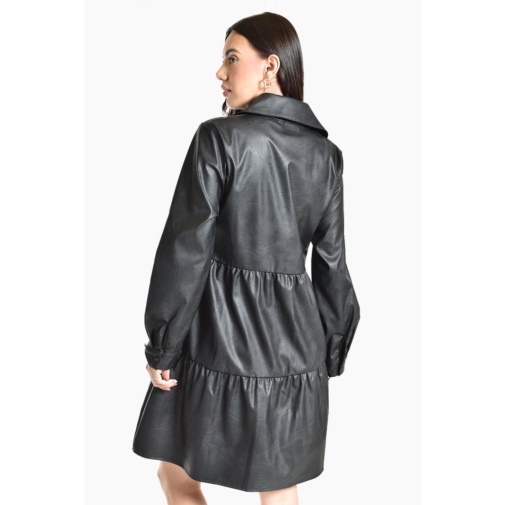 Foto 4 pulgar | Vestido De Piel Sintetica Roman Fashion /juvenil, 117 (negro) Negro