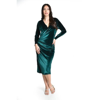 Foto 5 | Vestido Elegante De Terciopelo Roman Fashion / Juvenil, 109 (verde Botella) Verde Oscuro